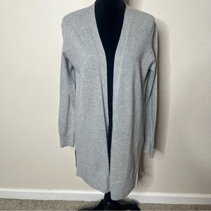 GAP Women’s 100% Cotton Gray Textured Front Open Long Cardigan Knit Sweater Sz M